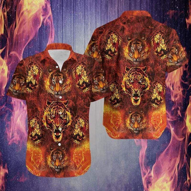 Beach Shirt Discover Cool Hawaiian Aloha Shirts Fire Tiger 1801Dh