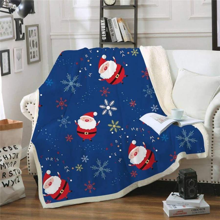 Blue 2019 New Year Gift Christmas Blanket For Adult Kids | Christmas Fleece Throw Blanket