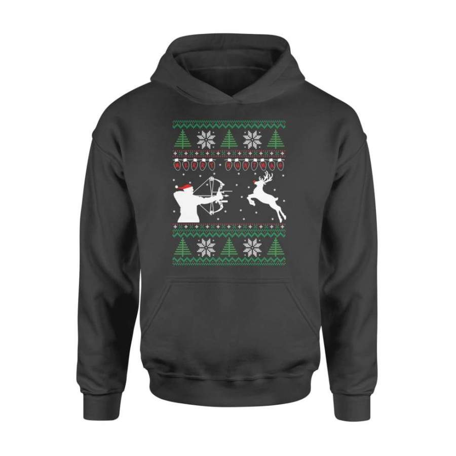 Merry Huntmas Deer Hunting Christmas Ugly Sweater Style – Standard Hoodie