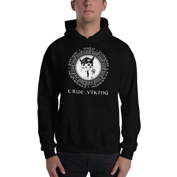 Cute Kitten with a Viking Helmet Hooded Sweatshirt