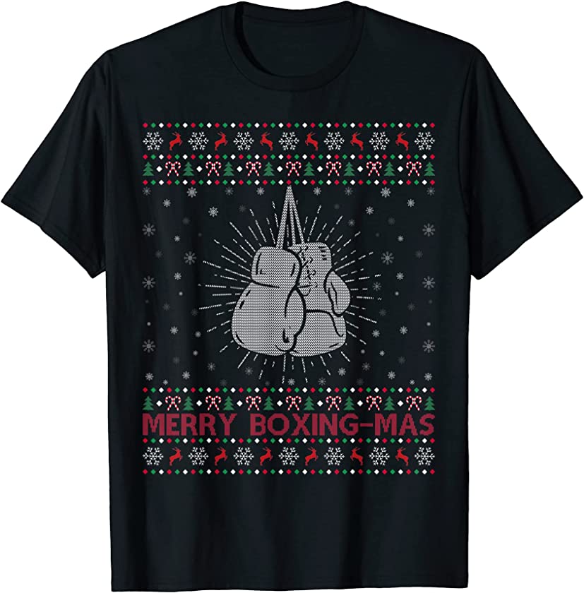 Ugly Christmas Sweater Style Merry Boxing-mas Boxing Xmas T-Shirt