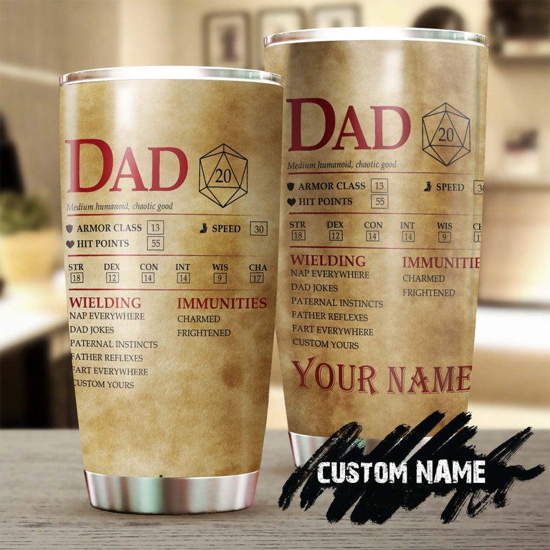 Dad Dna Stats Funny Biology Personalized Tumbler-Birthday Gift Christmas Gift Father’S Day Gift For Dad Biology Doctor Dad