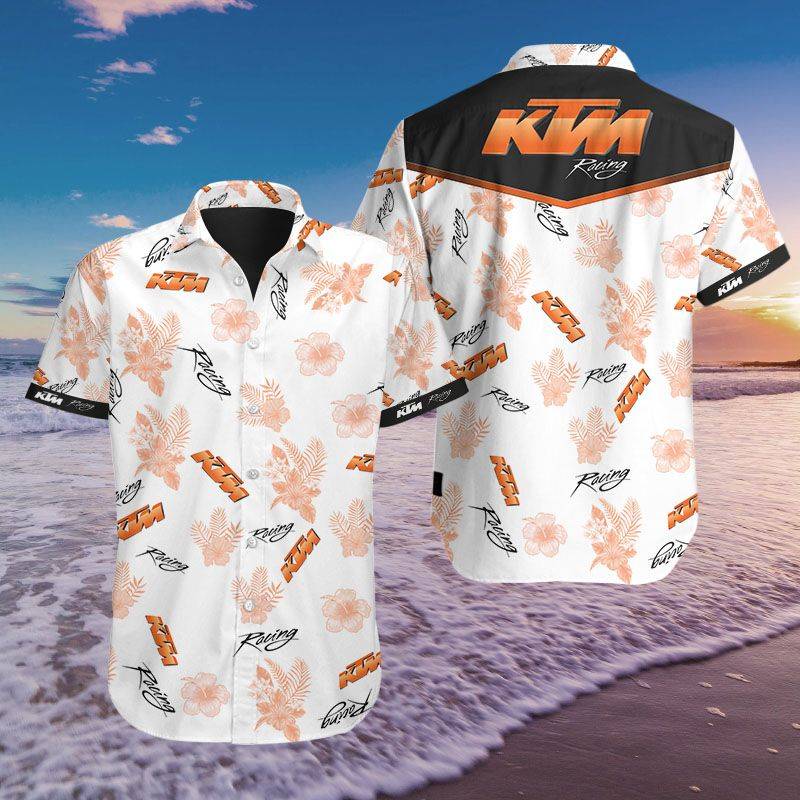 3D All Over Printed KTM Racing VTH HAWAIIAN Shirts Ver 1 (White)