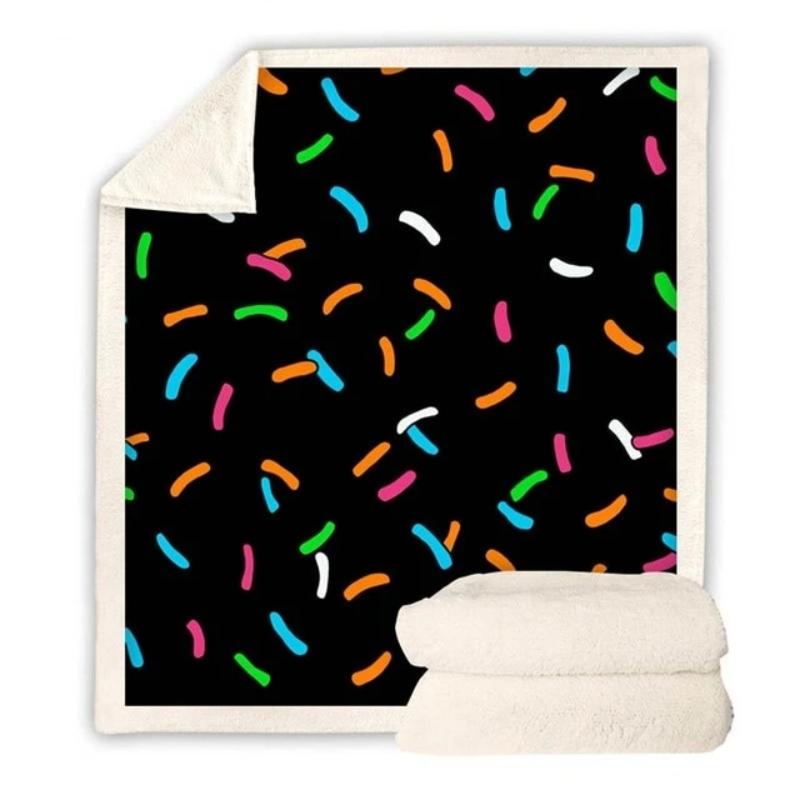 Black Colorful Sprinkles Print Blanket Quilt