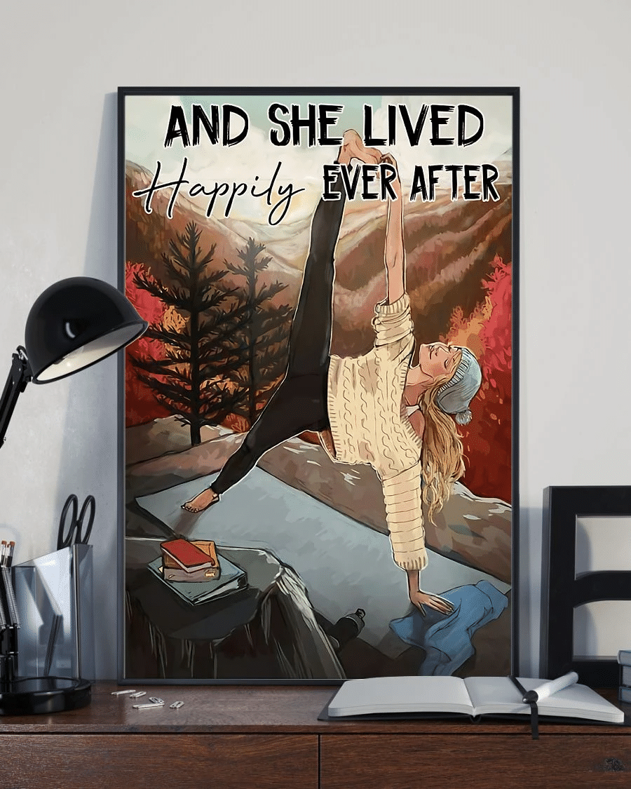 Yoga Book Poster Canvas – And She Lived Happily Ever After Vintage Home Decor Wall Art Evg80389