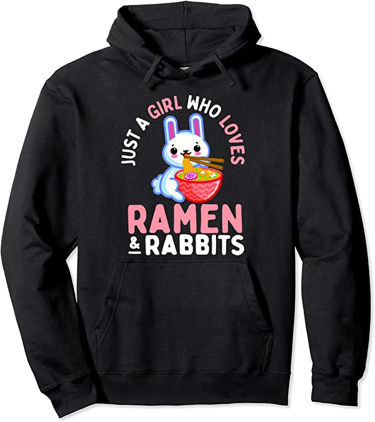 Kawaii Bunny Rabbit Ramen Noodles Japanese Anime Teen Girl Pullover Hoodie