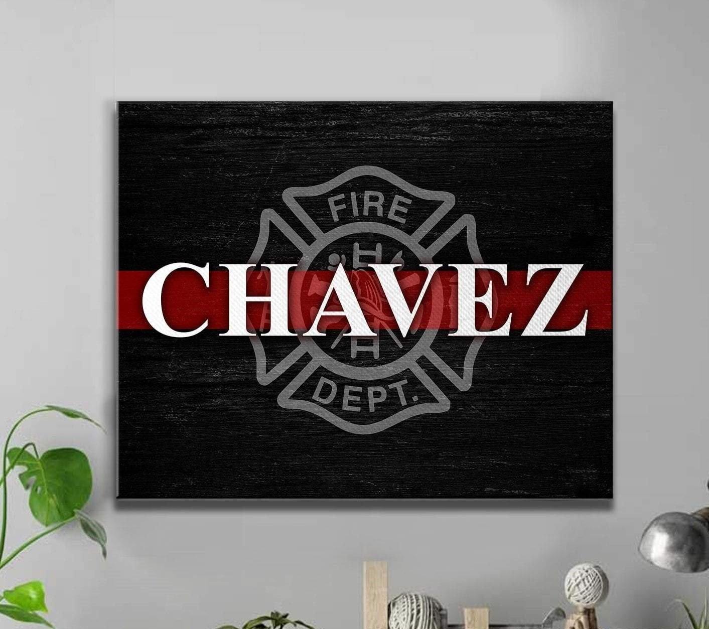 [Personalized Name] Firefighter Emblem Logo – Gift For Father’S Day, Gift For Home Decor  – Canvas Print