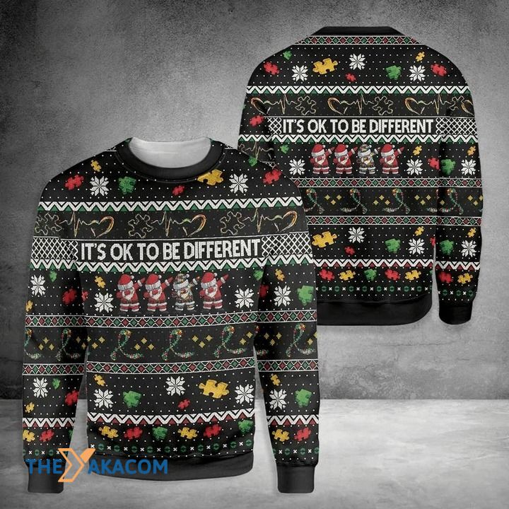 Autism Little Santa Claus It’S Ok To Be Different Gift For Christmas Ugly Christmas Sweater