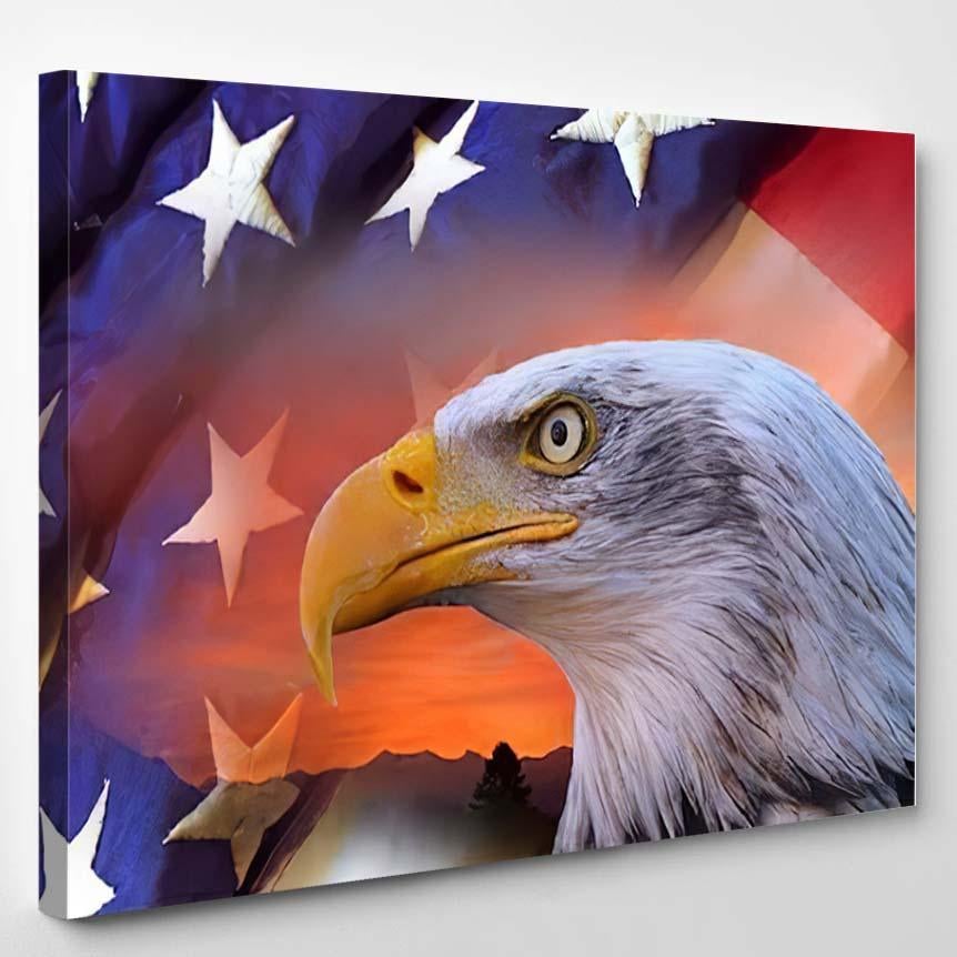 American Bald Eagle Flag 3 – Eagle Animals Canvas Print