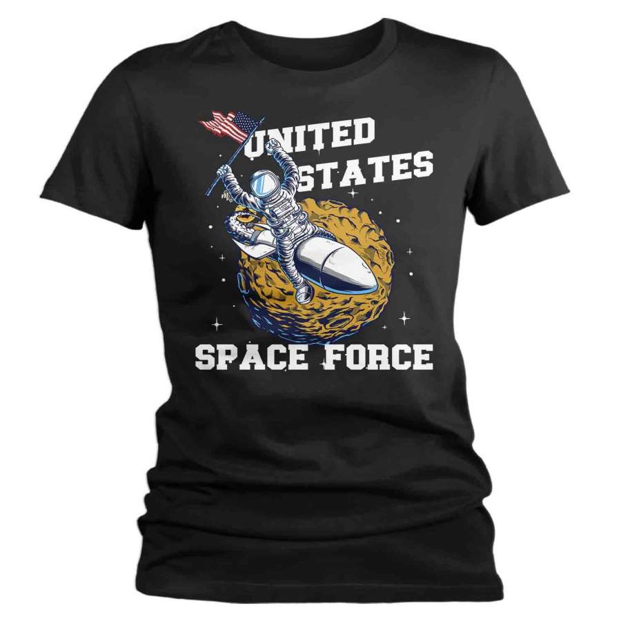 Women’s Funny Space Force T Shirt United States Space Force Shirt Astronaut Shirts Funny Shirts U.S. Space Force