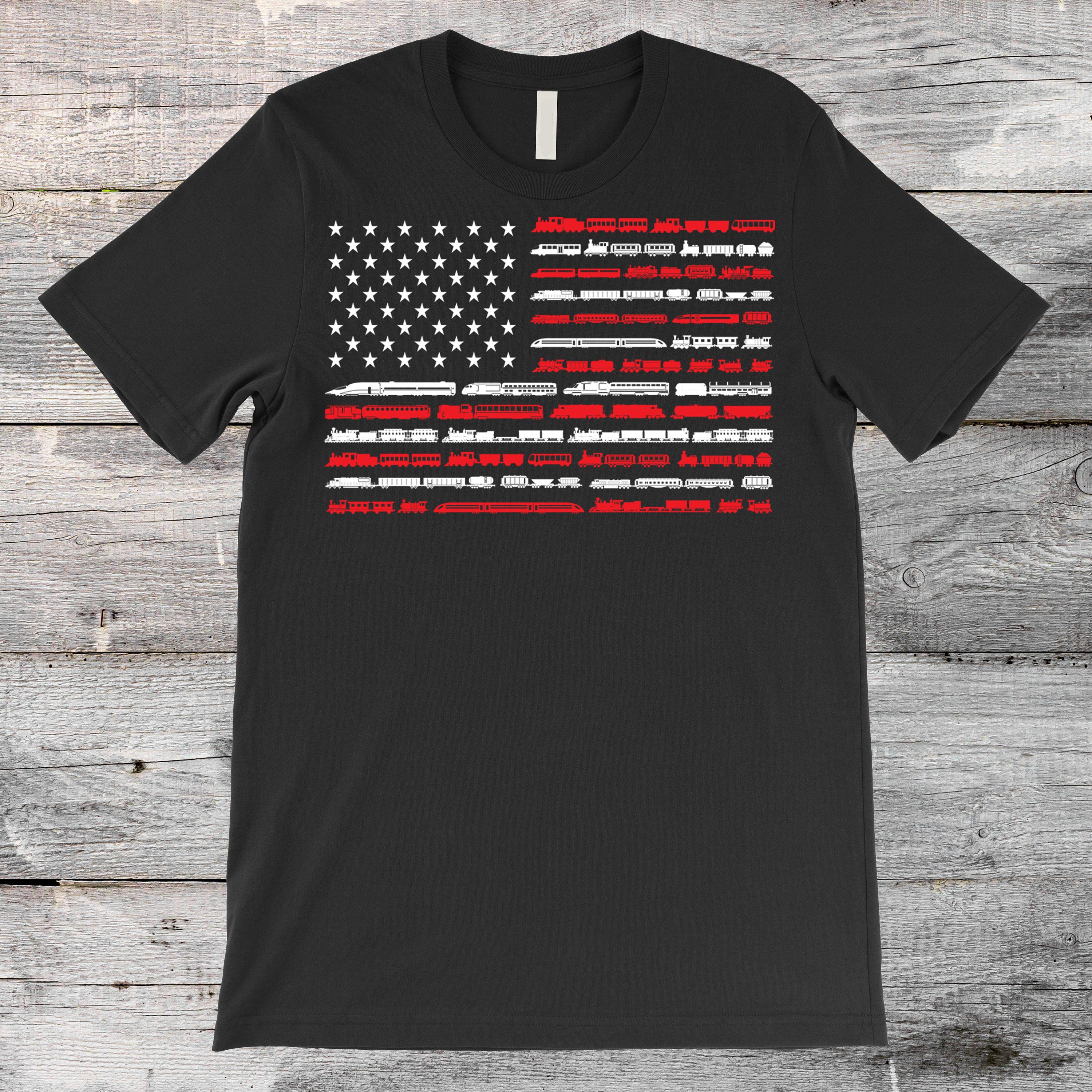 Train American Flag Standard/Premium T-Shirt Hoodie