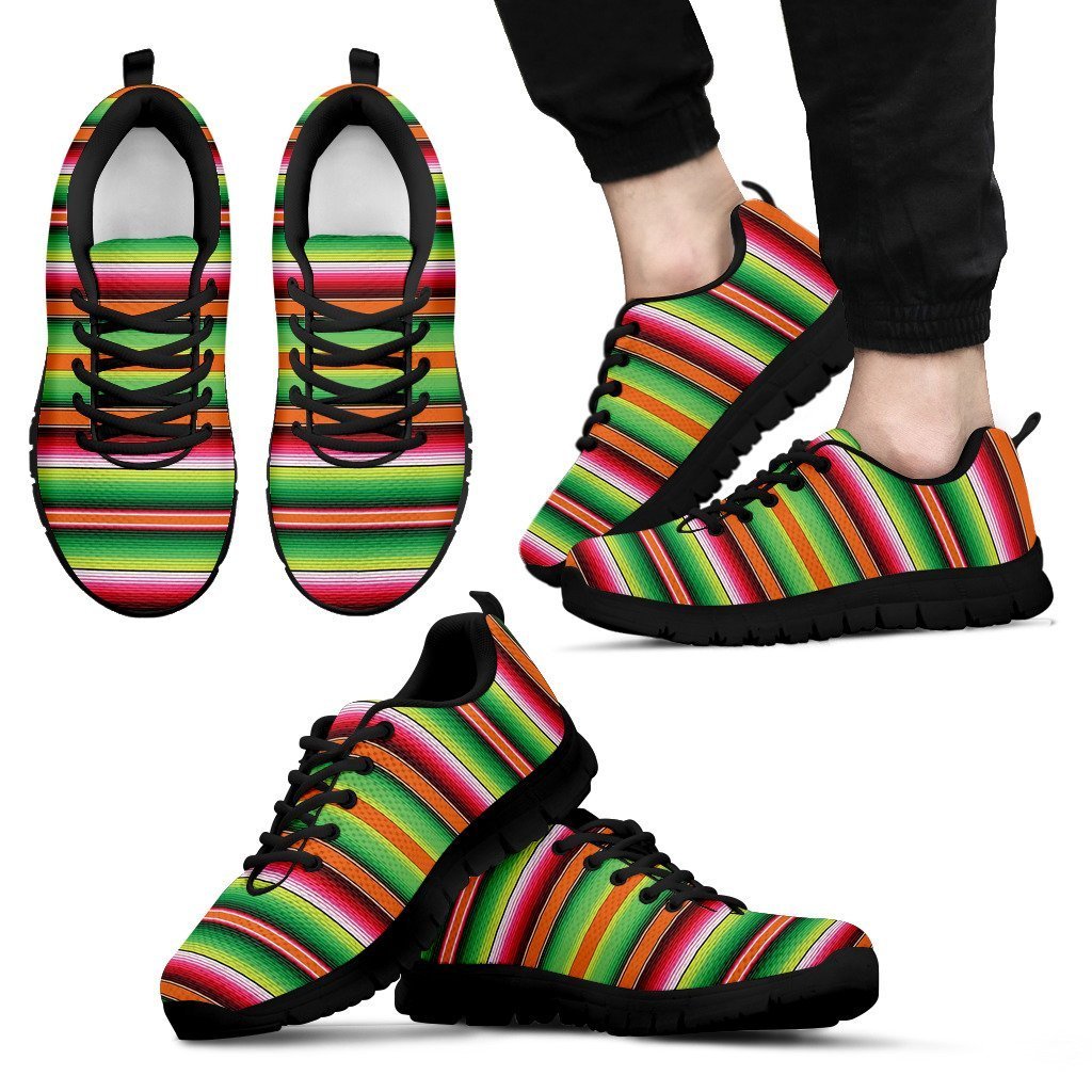 Baja Serape Mexican Blanket Pattern Print Sneakers, Sneaker Running Personalized Shoes Custom Name, Text For Women, Men