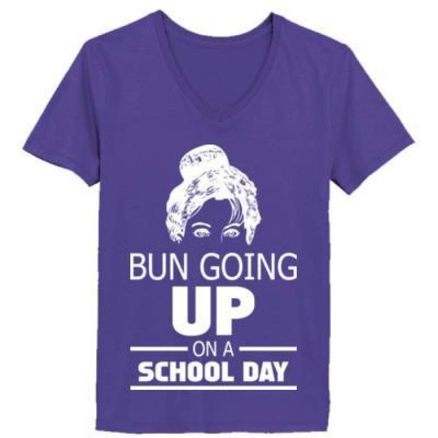 AGR Bun Going Up On A School Day – Ladies’ V-Neck T-Shirt