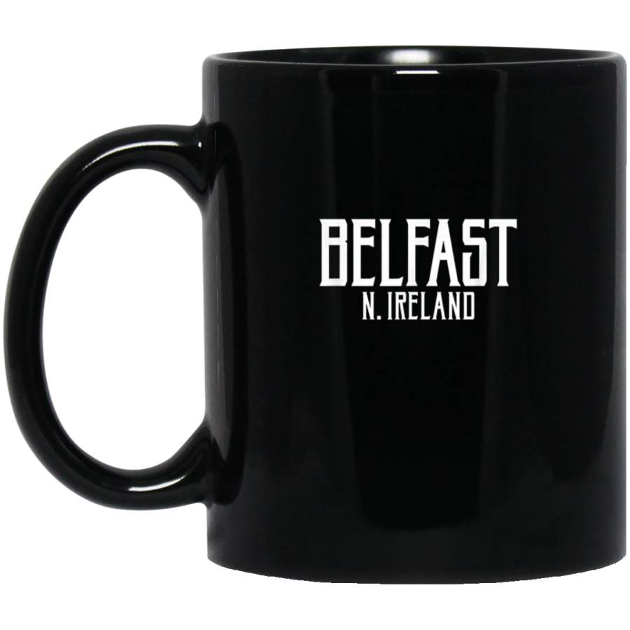 Belfast Vintage Text Orange with White Print Mug