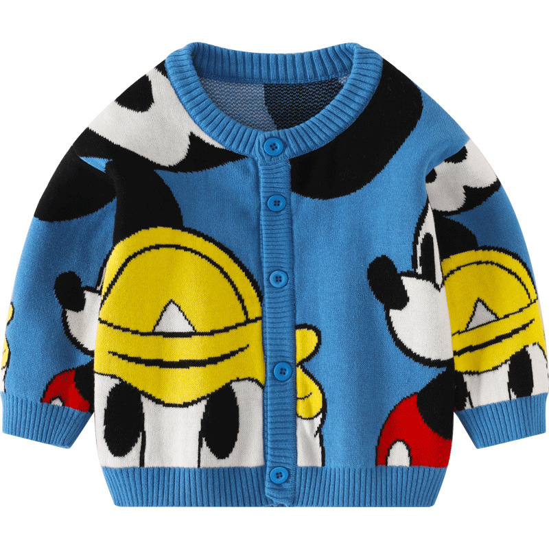 Baby Boys Girls Sweaters Cardigans Mickey Mouse Autumn Causal Toddler Long Sleeves Knitwear Jackets Winter Children Knitted Tops alx