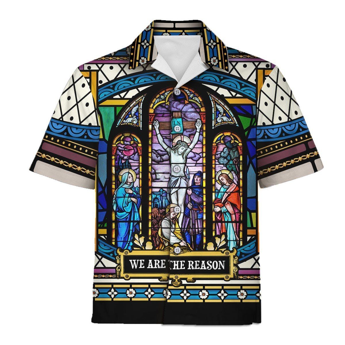 Crucifixion Of Christ Stained Glass Hawaii Shirt Ha25668