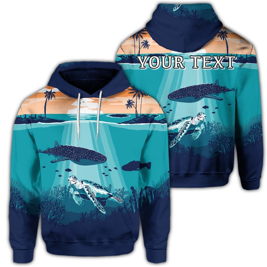 (Personalised) Hawaiian Whale And Turtle In Sunset Polynesian Hoodie