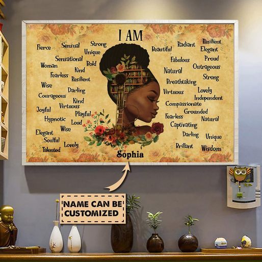 Juneteenth Freedom Day Liberation Black Queen Books Flower Home Living Room Wall Decor Horizontal Poster Canvas G95