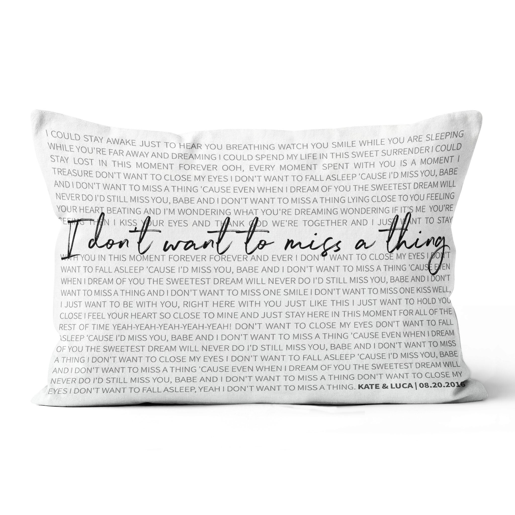 Song Lyrics Pillow ,Anniversary Gift, Wedding Gift, Custom First Dance For Anniversary Gift, Personalized One Year Anniversary Canvas Throw Pillow