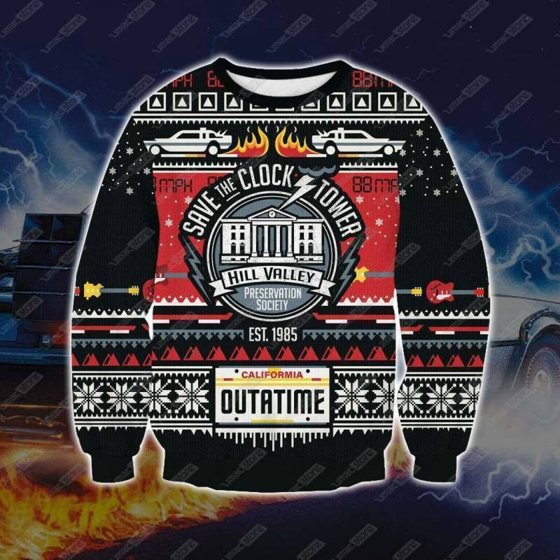 Back to the Future 0210 3D Print Ugly Christmas Sweatshirt