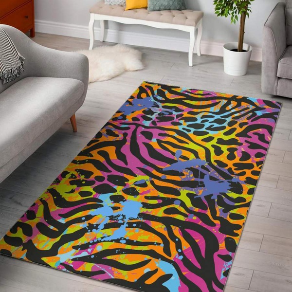 Colorful Zebra Leopard Pattern Print Area Rug