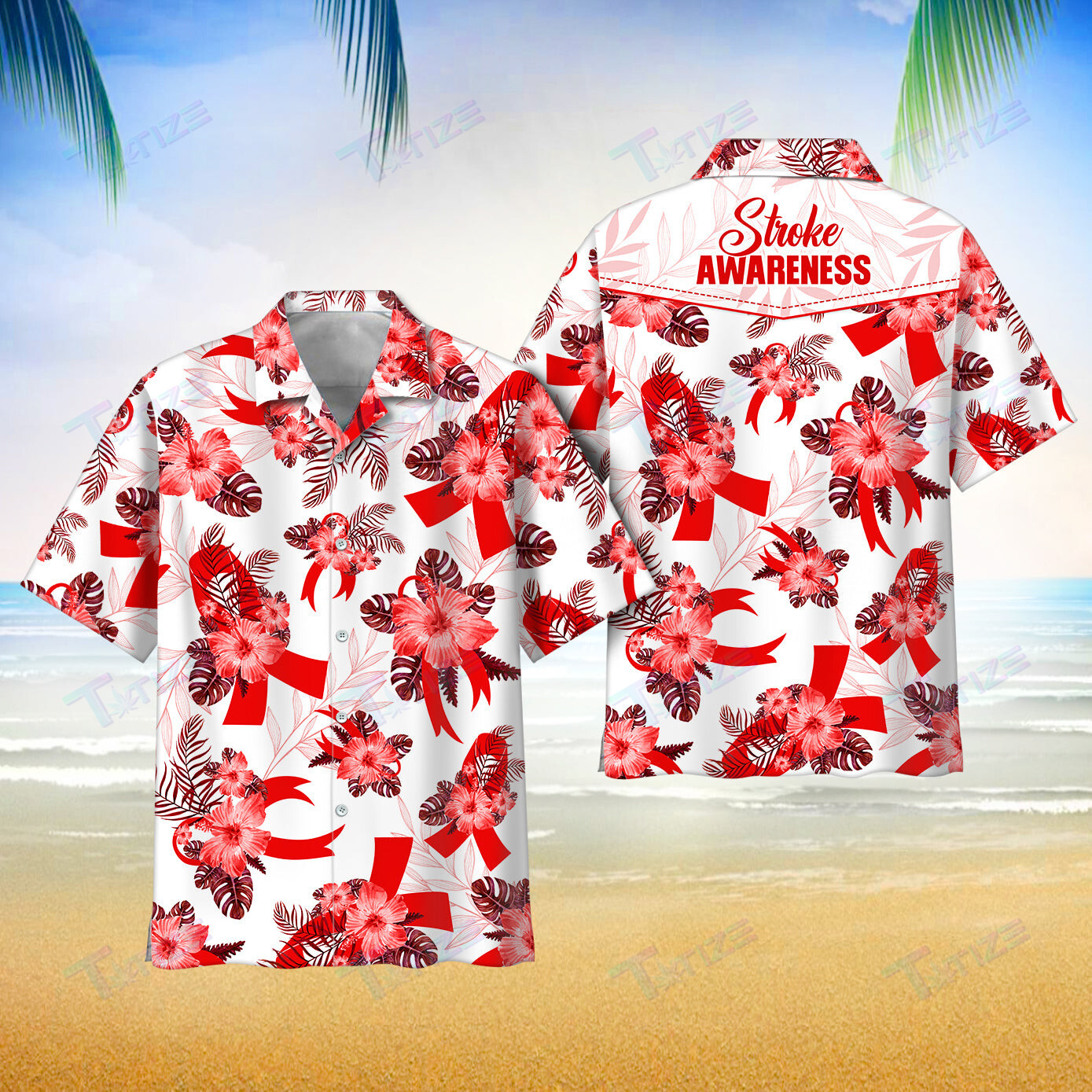 Stroke Awareness Aloha All Over Printed Hawaii Shirt Size S Ha75759