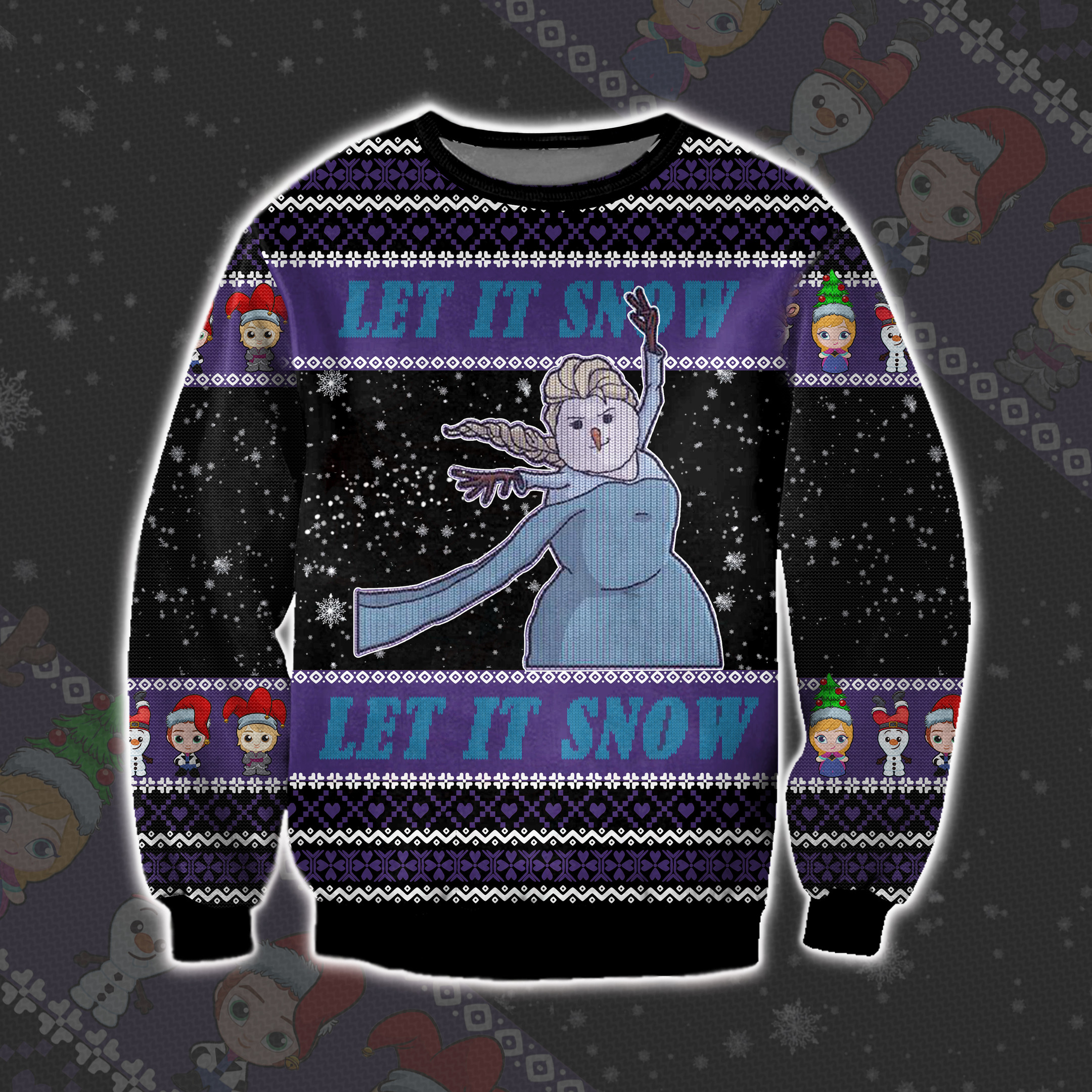 Let It Snow Elsa Olaf Ugly Christmas Sweater