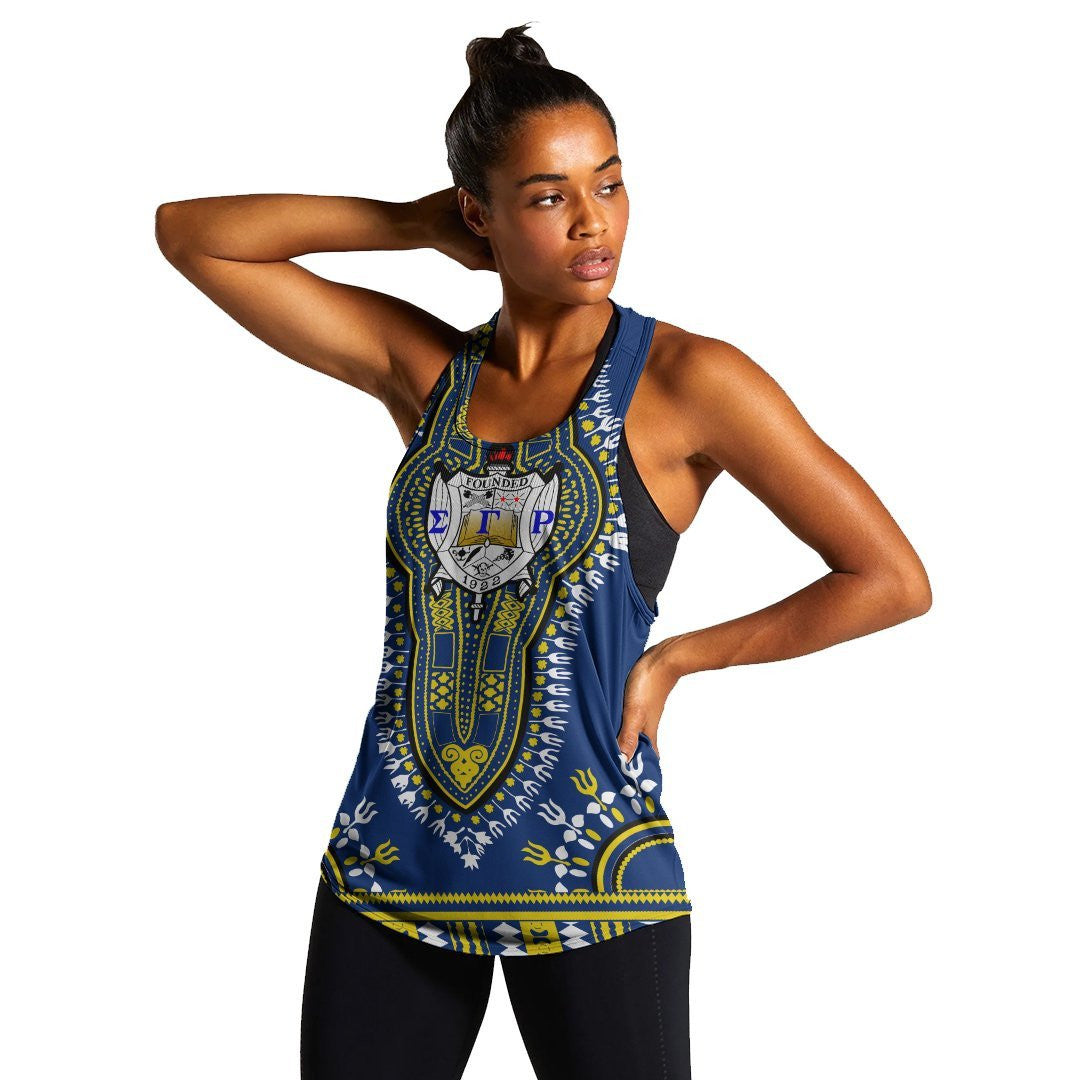 Sorority Tank Top – Sigma Gamma Rho Dashiki Women’S Racerback Tank