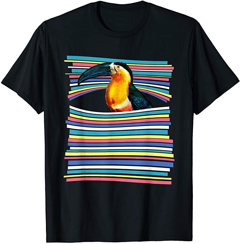 Toucan Pastel Rainbow Striped Shirt Vintage Animal Aesthetic T-Shirt