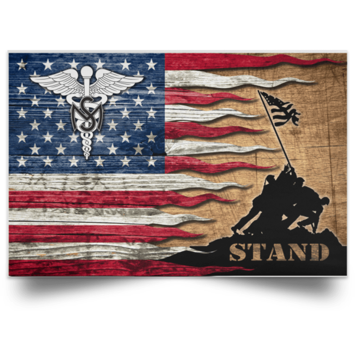 US Army Medical Service Corps Stand For The Flag Satin Landscape Poster