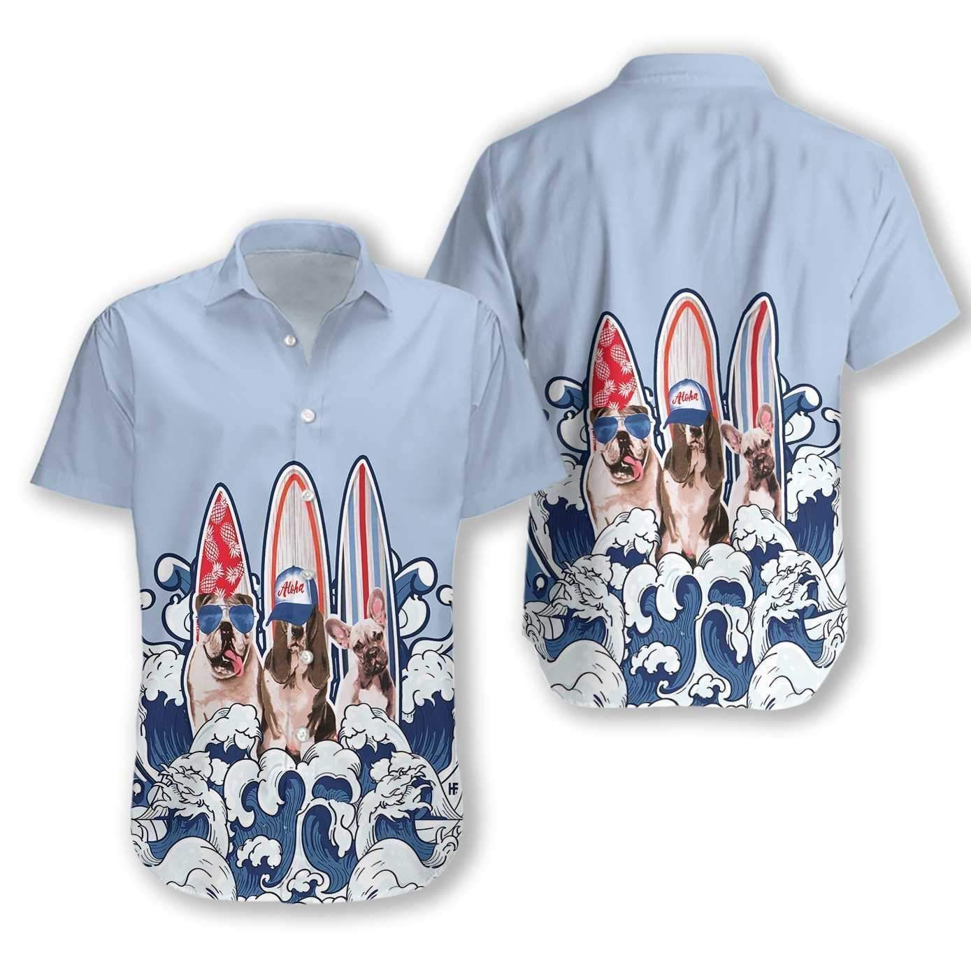 Check Out This Awesome Three Dogs Surf And Wave Hawaii Aloha Shirts Ha55866