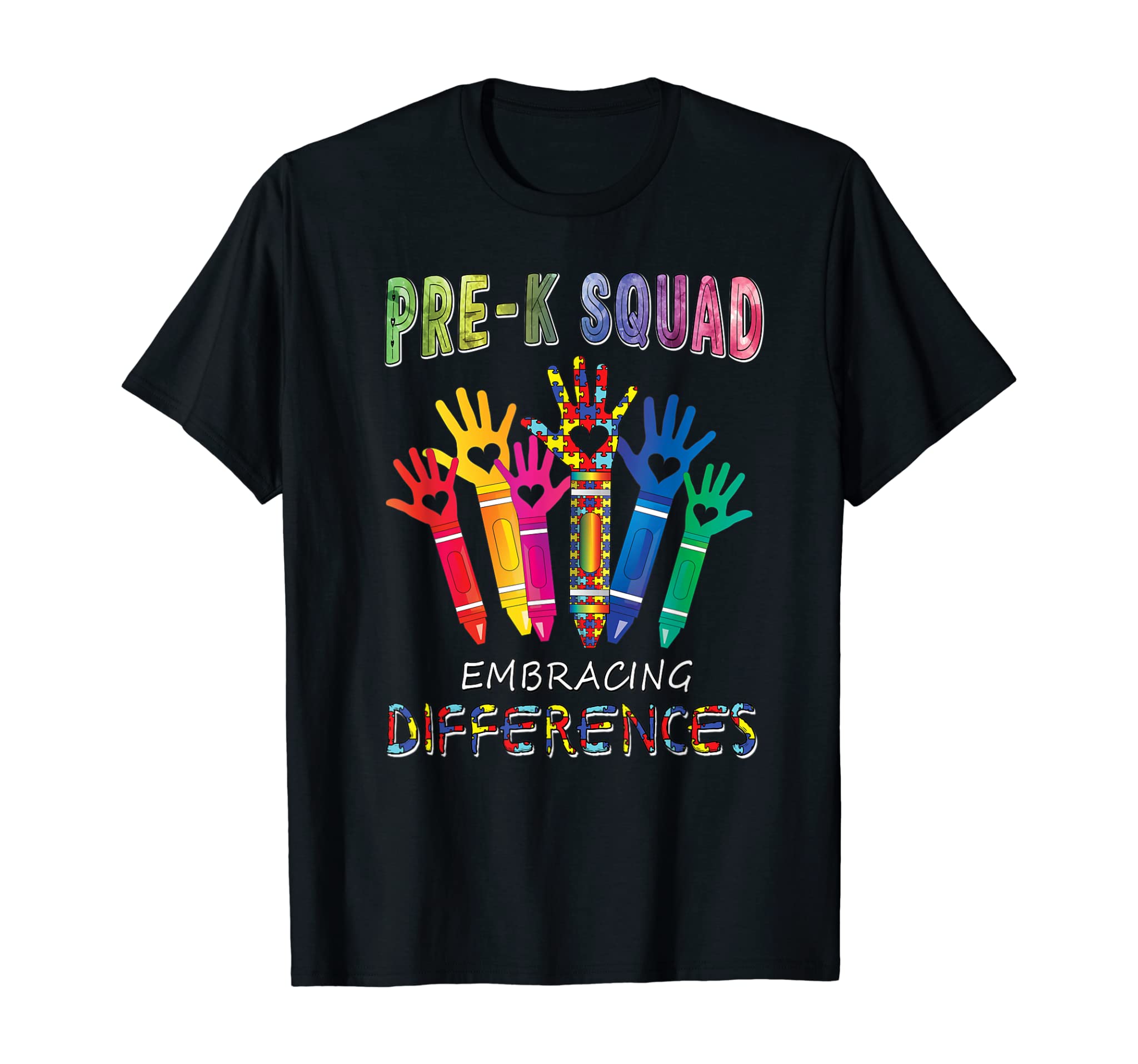 Pre K Squad Embracing Differences Autism SPED Teacher Gift T-Shirt