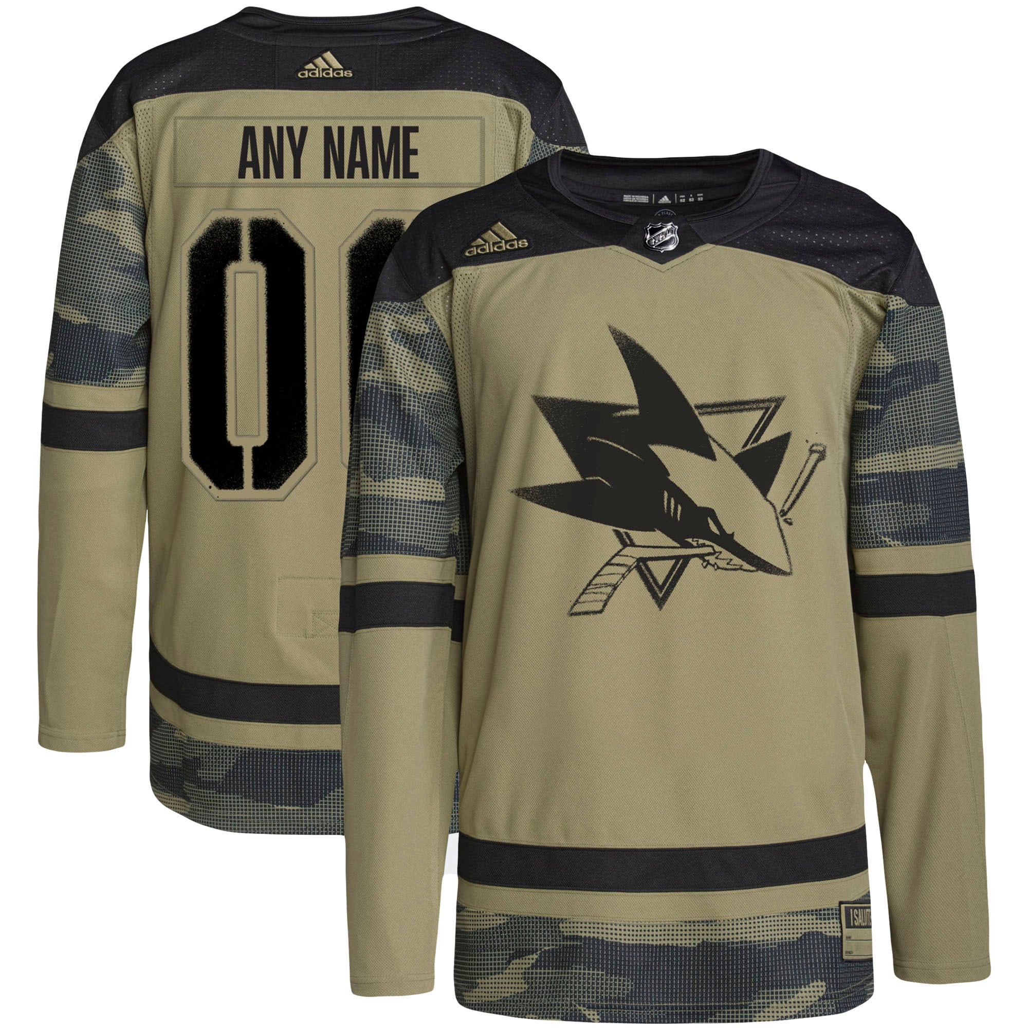 San Jose Sharks Military Appreciation Team Authentic Custom Practice Jersey – Camo