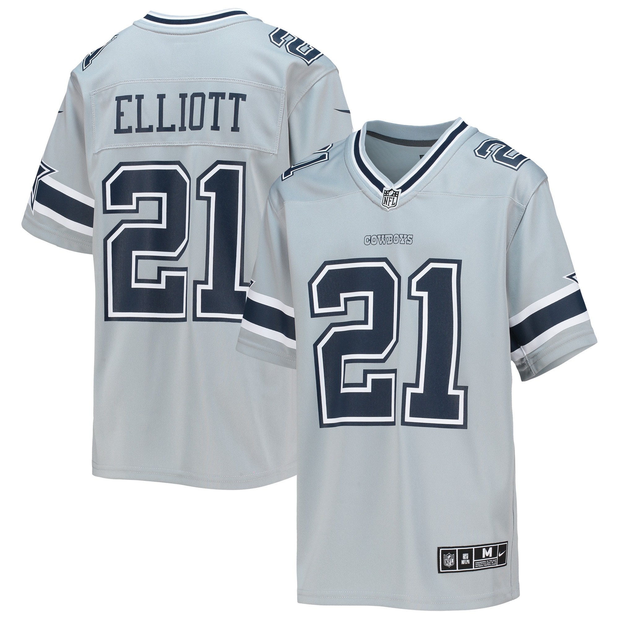 Youth Dallas Cowboys Ezekiel Elliott Silver Inverted Team Game Jersey