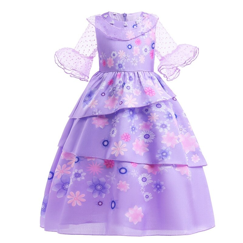 Anime Encanto Madrigal Girls Isabela Mirabel Dresses Princess Dress Party Cosplay Kids Dance Dress Carnival Halloween Costume alx