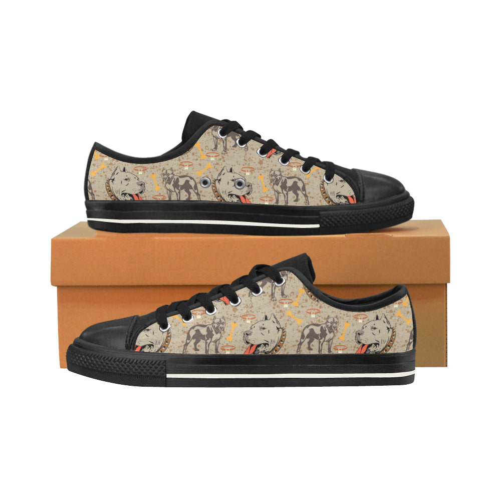 Pitbull Pattern Black Men’s Classic Canvas Shoes/Large Size