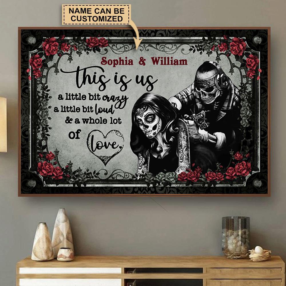 Aeticon Gifts Personalized Tattoo Skeleton A Little Bit Crazy Canvas Mom Dad Gift Home Decor