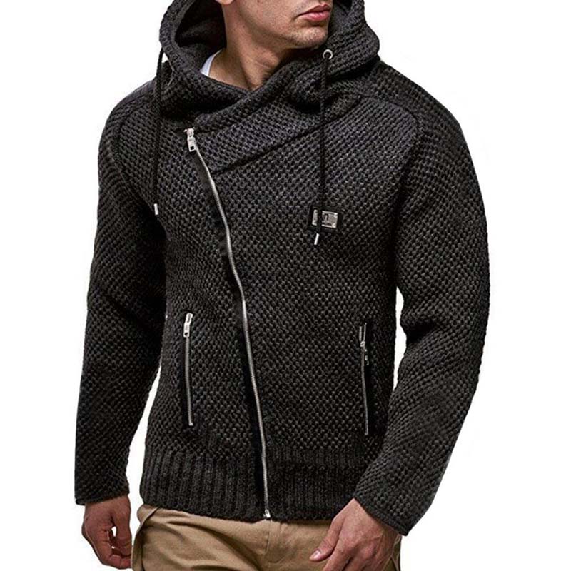 Autumn Winter Mens Sweaters 2021 New Casual Zipper Cardigan Sweater Men Full Sleeve Hooded Knitted Sweater Solid Knitwear Coat alx