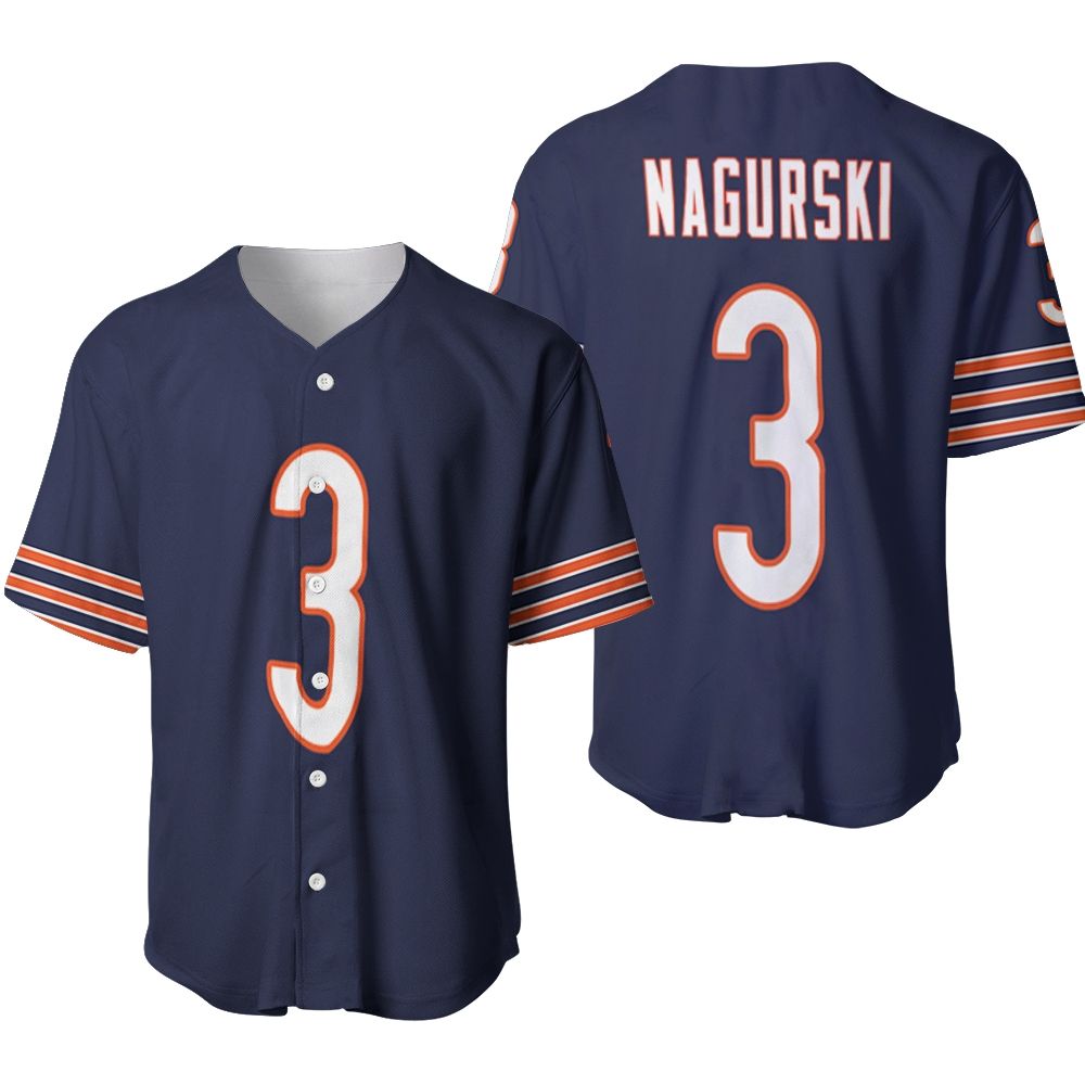 Chicago Bears Bronko Nagurski #3 Great Player NFL American Football Team Legacy Vintage Navy 3D Designed Allover Gift For Bears Fans Baseball Jersey