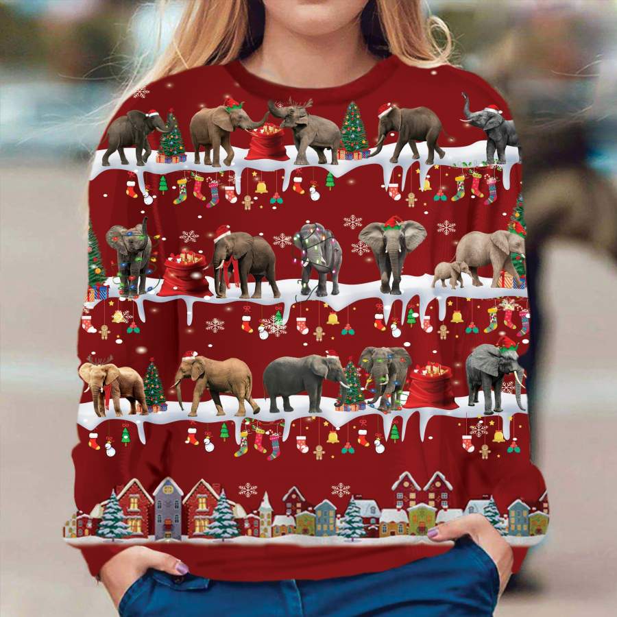 Elephant Christmas Tree Sweatshirt Ugly Christmas Sweater Gift For Elephant Lover Best Xmas Present