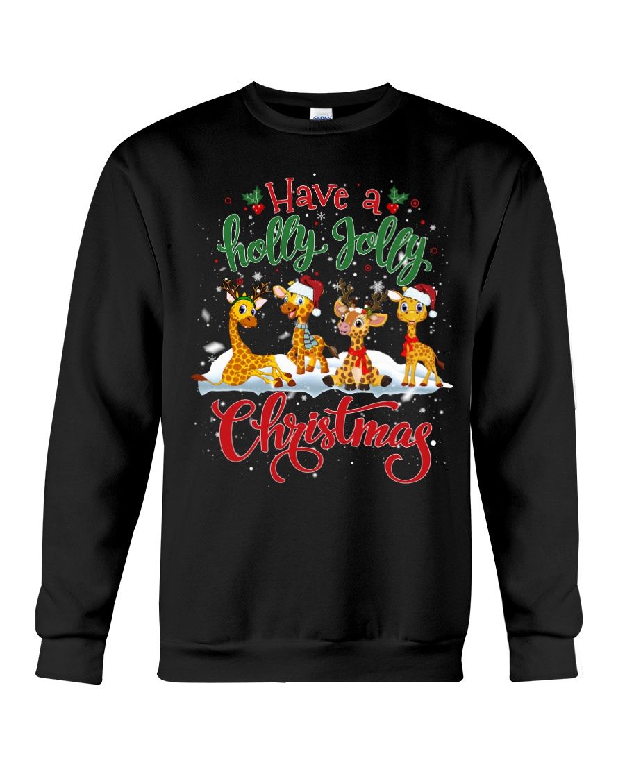 Giraffe Holly Jolly Christmas Fb Crewneck Sweatshirt