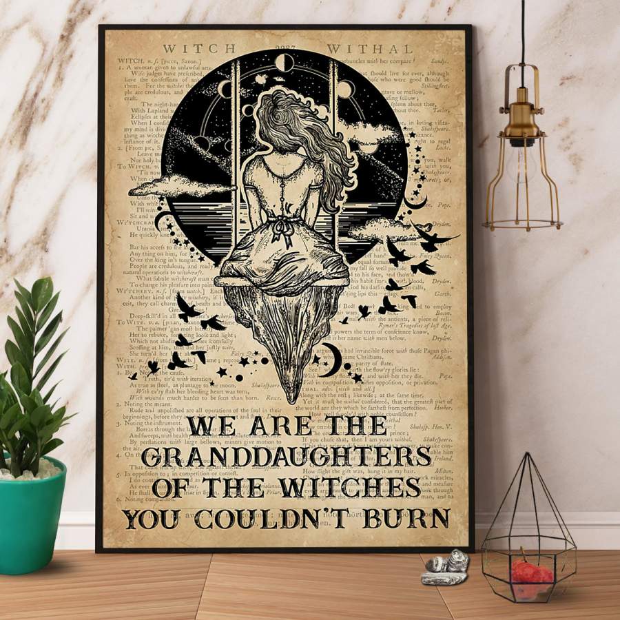 Witch we are the granddaughters Halloween paper poster no frame/ wrapped canvas wall decor full size