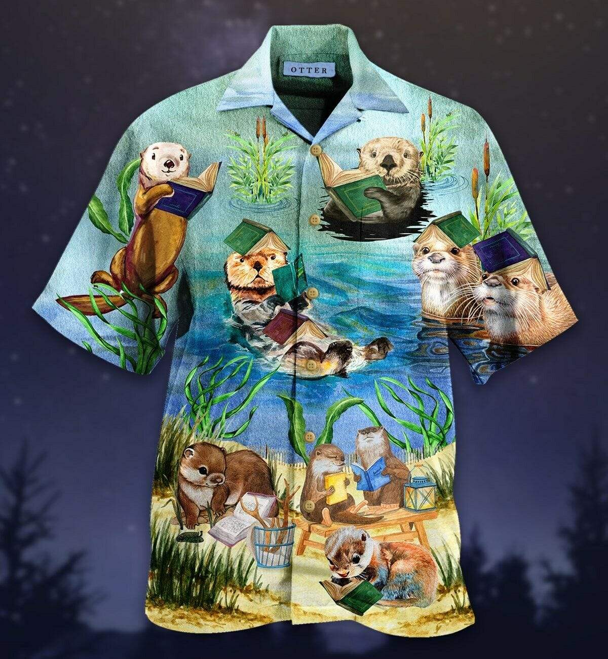 Cute Otter Reading Book Hawaii Shirt Ha3832