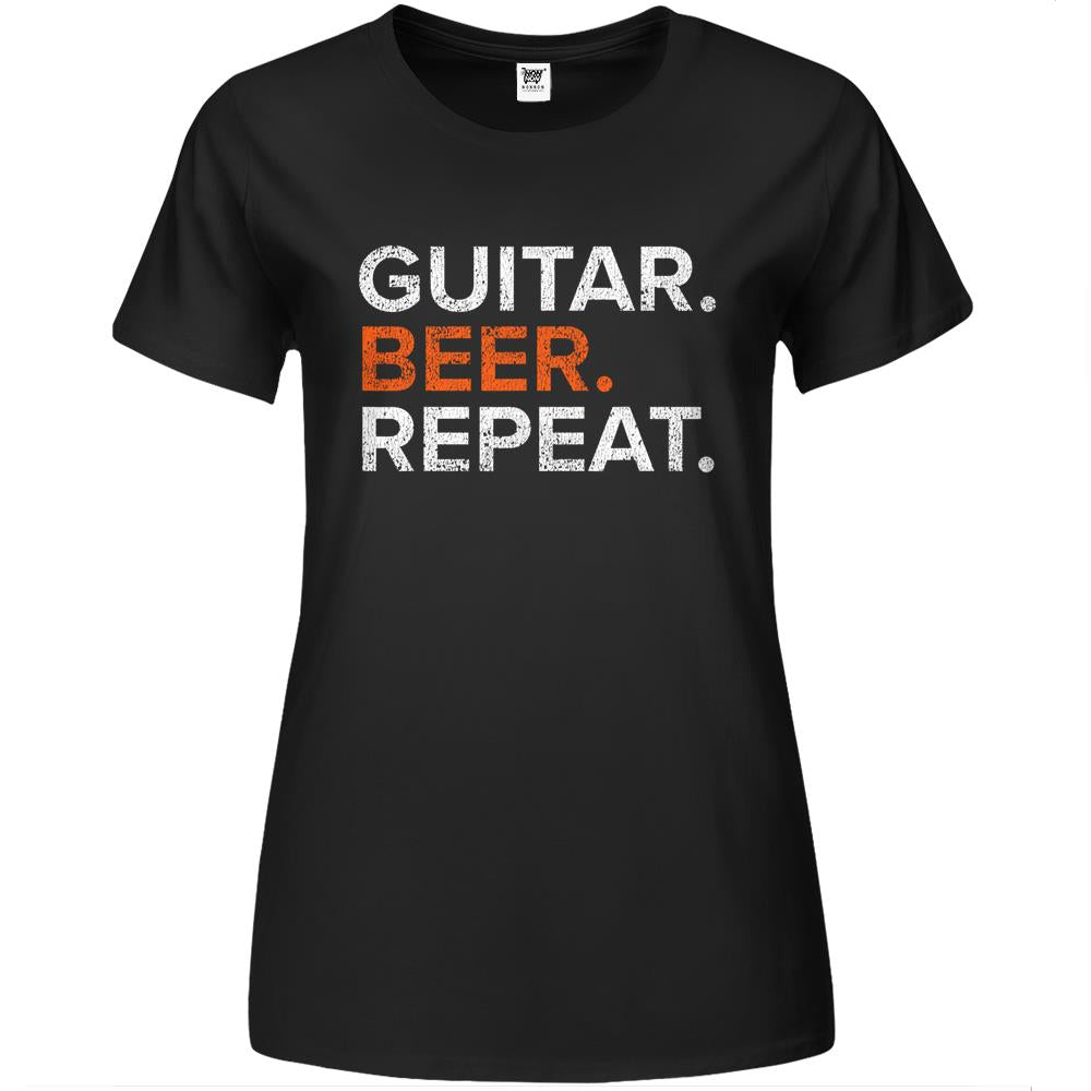 Vintage Guitar Beer Repeat Funny Premium Womens T Shirts