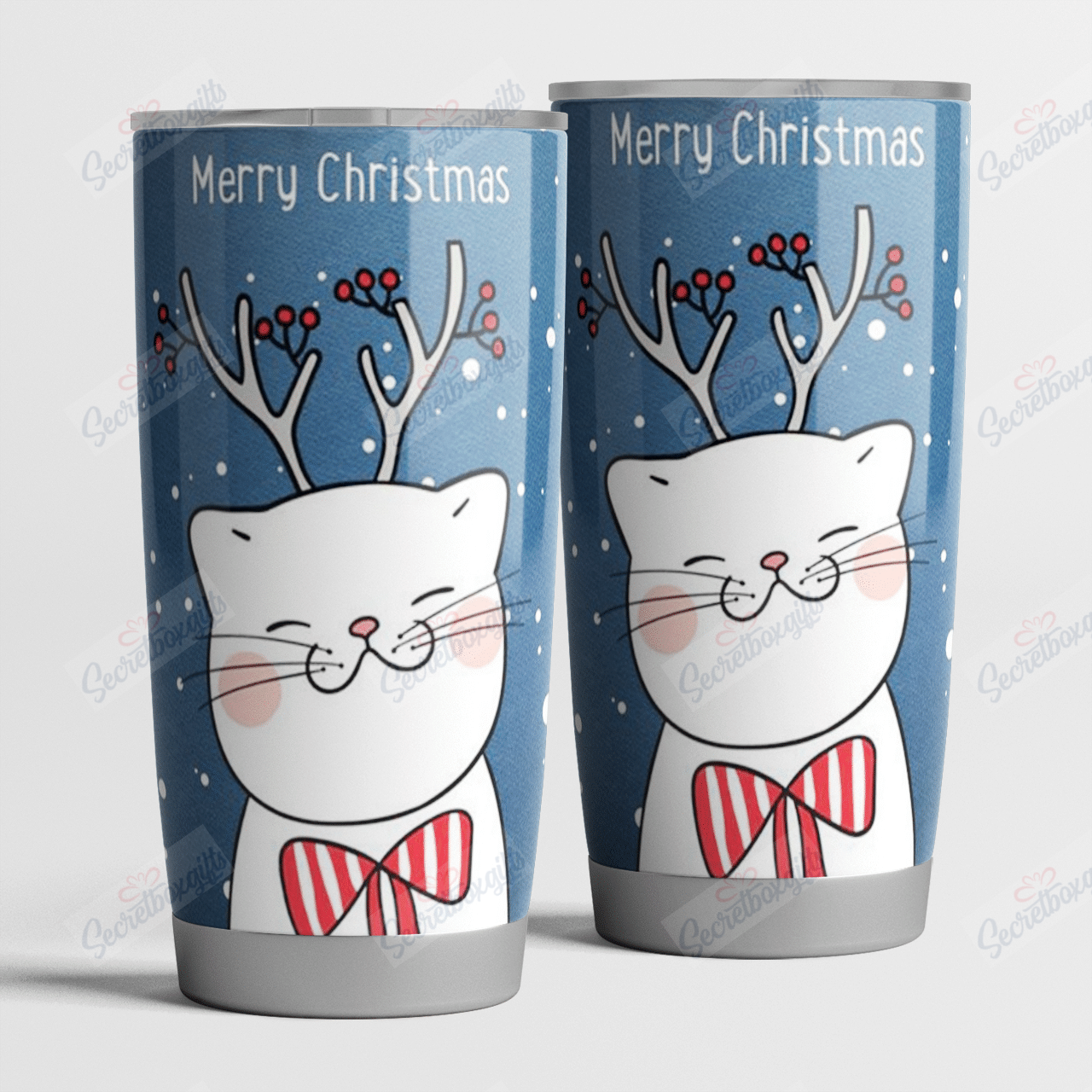 Personalized Cat Kitten Merry Christmas Nc1611799Cl Stainless Steel Tumbler Travel Customize Name, Text, Number, Image