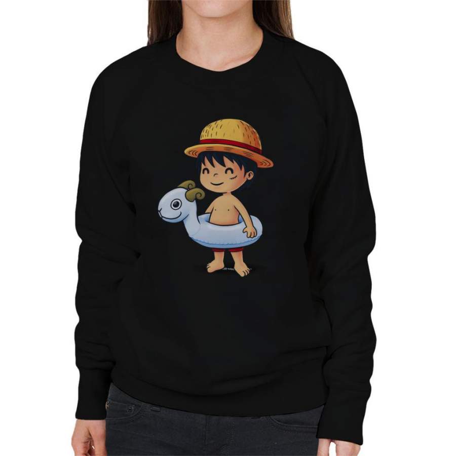 One Piece Cute Beach Monkey D Luffy Women’s Sweatshirt