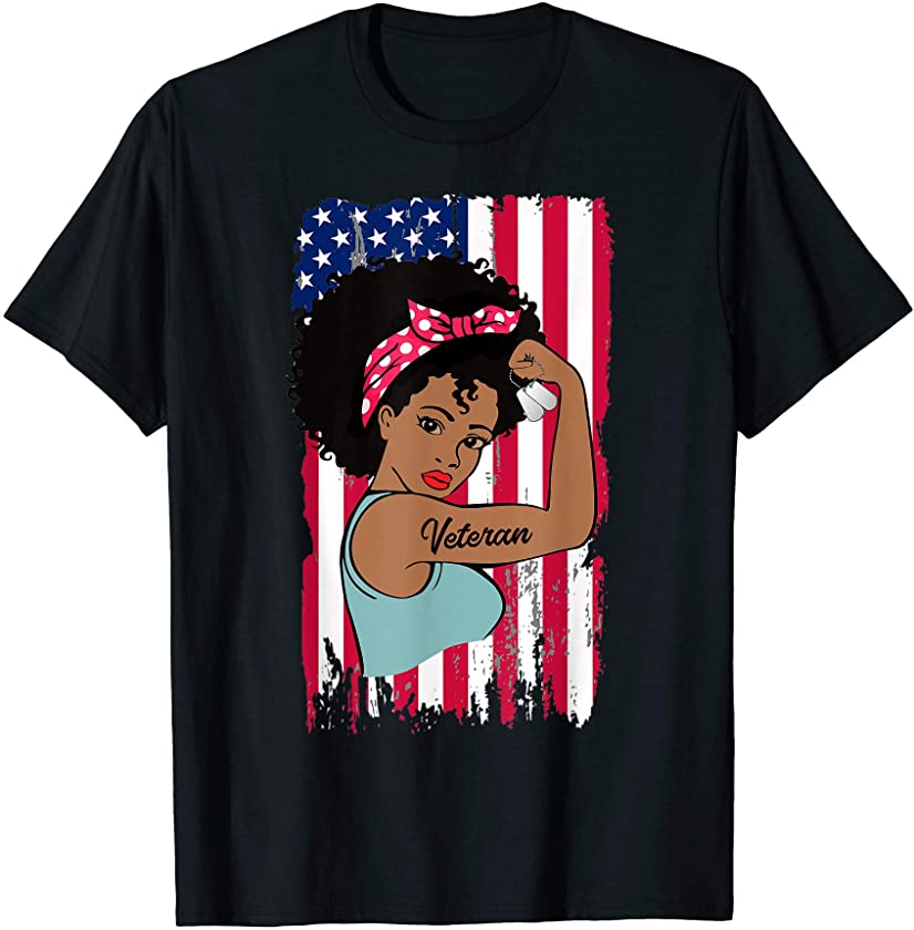 Strong Female African American Veteran Shirt, Black Girl Vet T-Shirt