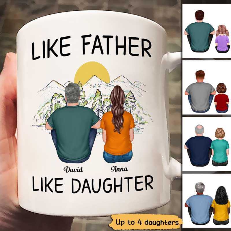 Like Father Like Daughter Back View Mountain View Personalized Mug