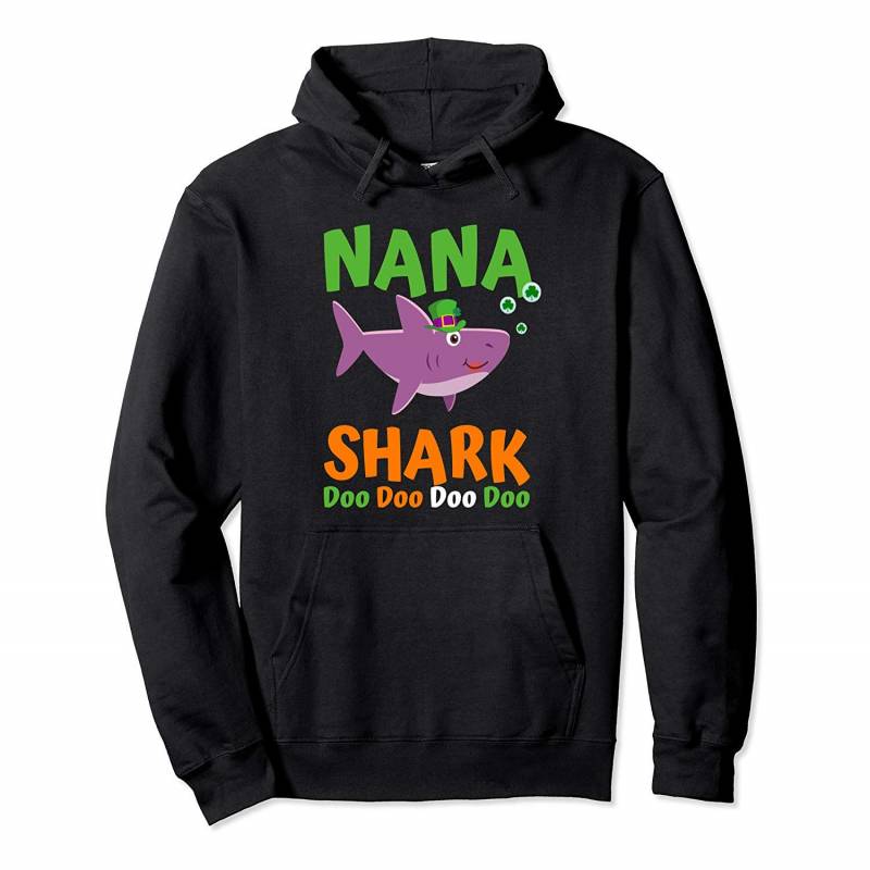 St Patricks Day Shirt for Grandma Mom Irish Nana Shark Shirt Pullover Hoodie