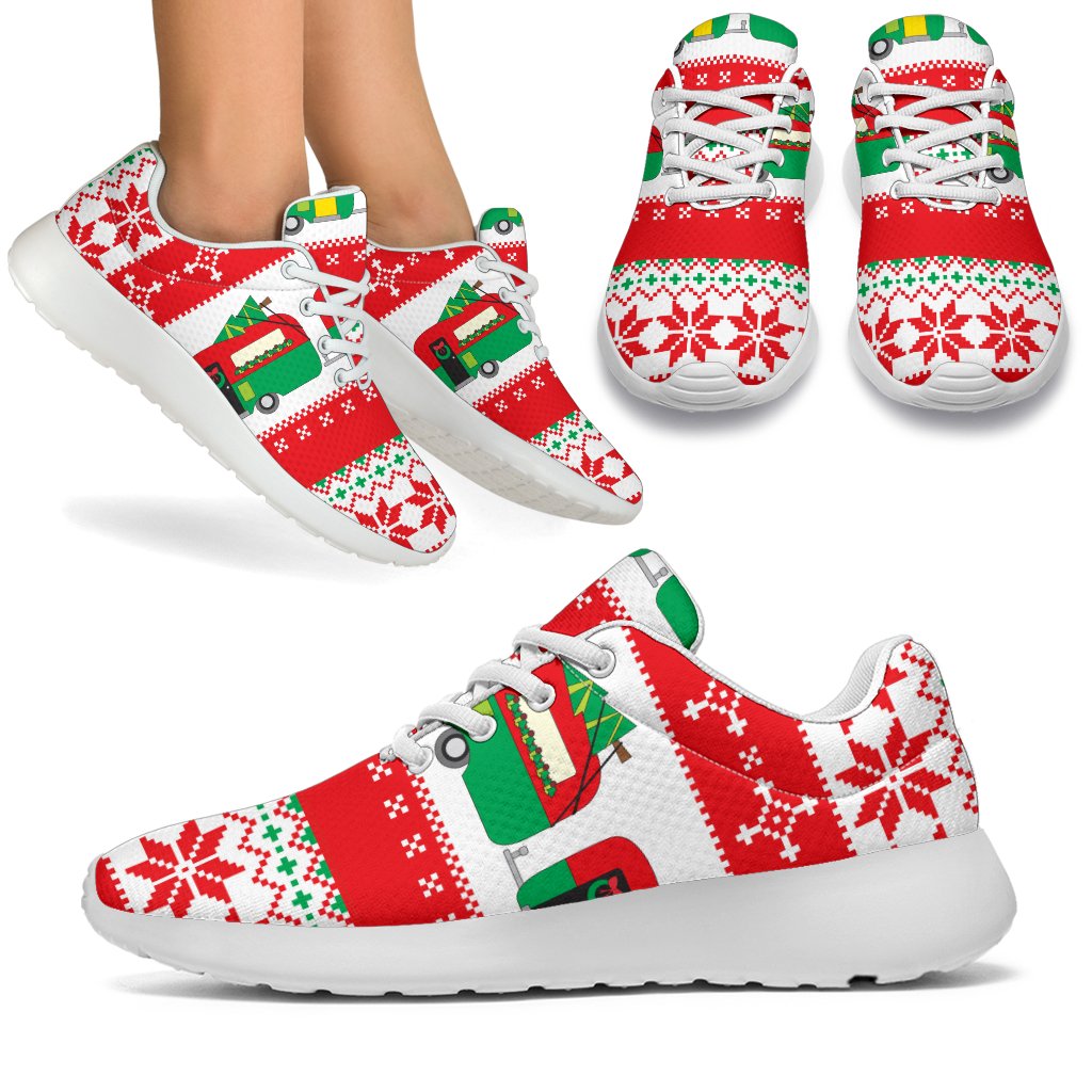 Camper Camping Ugly Christmas Design Print Sport Sneakers White